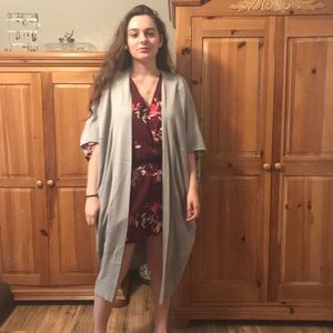 Oversized Long French Grey Cardigan Sweater